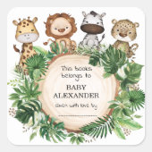 赤素朴ちゃんシャワー用のサファリジャングル動物の本 スクエアシール (正面)