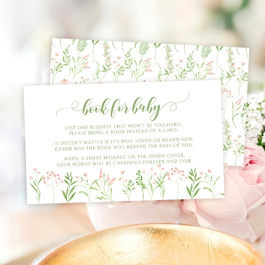 赤素朴ちゃんシャワー用のピンクの小さなワイルドフラワーブック エンクロージャーカード