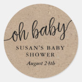 赤素朴ちゃんシャワー、クラフト、オベビーメッセージカード ラウンドシール (正面)