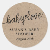 赤素朴ちゃんシャワー、クラフト、ベビーラブメッセージカード ラウンドシール (正面)