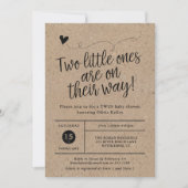 赤素朴ちゃんシャワー、ツインズ男女兼用クラフト 招待状 (正面)