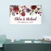 赤素朴とピンクのフローラパーソナライズされた結婚の 横断幕 (トレードショー)