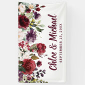 赤素朴とピンクのフローラパーソナライズされた結婚の 横断幕 (縦)