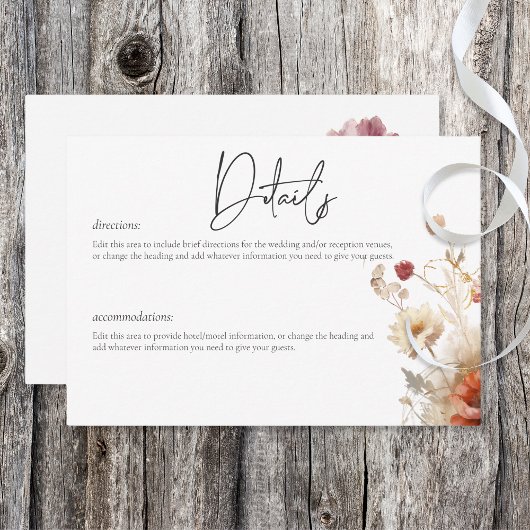 赤素朴と大麦の水色ワイルドフラワー詳細 エンクロージャーカード