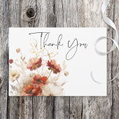 赤素朴と大麦の水色ワイルドフラワー サンキューカード