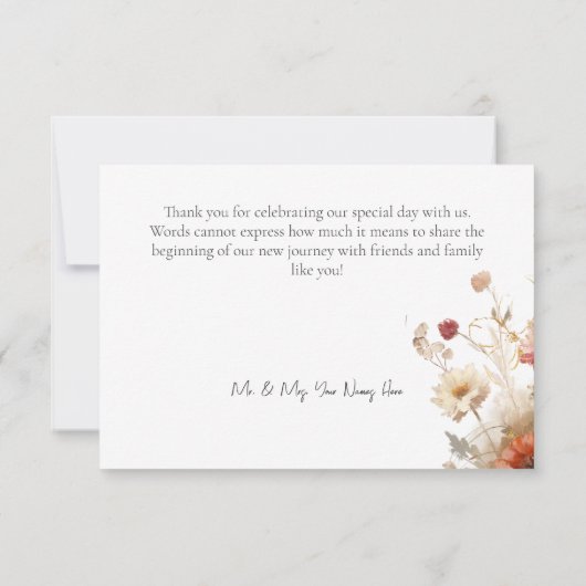 赤素朴と大麦の水色ワイルドフラワー サンキューカード (裏面)