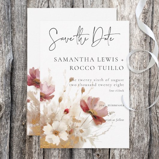 赤素朴と大麦の水色ワイルドフラワー セーブザデート