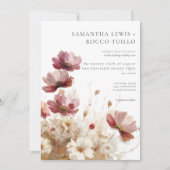 赤素朴と大麦の水色ワイルドフラワー 招待状 (正面)