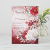赤素朴と白のフローラ結婚式招待状 招待状 (スタンド正面)