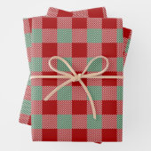 赤素朴と緑の格子模様 ラッピングペーパーシート (インサイチュ)