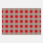 赤素朴と緑の格子模様 ラッピングペーパーシート (正面)