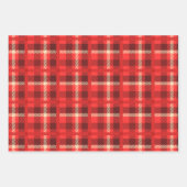 赤素朴と緑の格子模様 ラッピングペーパーシート (正面2)