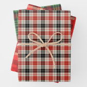 赤素朴と緑の格子模様 ラッピングペーパーシート (インサイチュ)