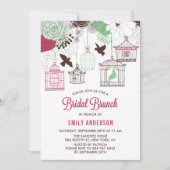 赤素朴と緑の鳥ケージフローラブライダルブランチ 招待状 (正面)