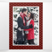 赤素朴と緑葉の結婚写真 三つ折り招待状 (内部中)