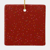 赤素朴と金ゴールドクリスマスサンタと家族の写真 セラミックオーナメント (裏面)