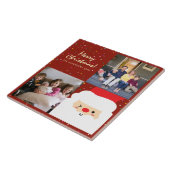 赤素朴と金ゴールドクリスマスサンタと家族の写真 タイル (側面)