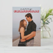 赤素朴と青のセーター1フォトクリスマスカード 招待状 (スタンド正面)