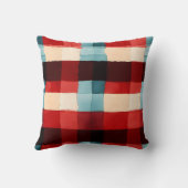 赤素朴と青の格子模様装飾用クッション クッション (裏面)