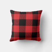 赤素朴と黒のバッファローのチェック・プレイド クッション (裏面)