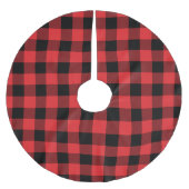 赤素朴と黒のバッファローのチェック・プレイド ブラッシュドポリエステルツリースカート (正面)