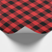 赤素朴と黒のバッファローのチェック ラッピングペーパー (角)