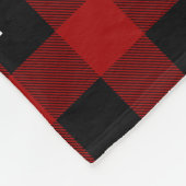 赤素朴と黒のバッファローチェックのモノグラム名 フリースブランケット (角)