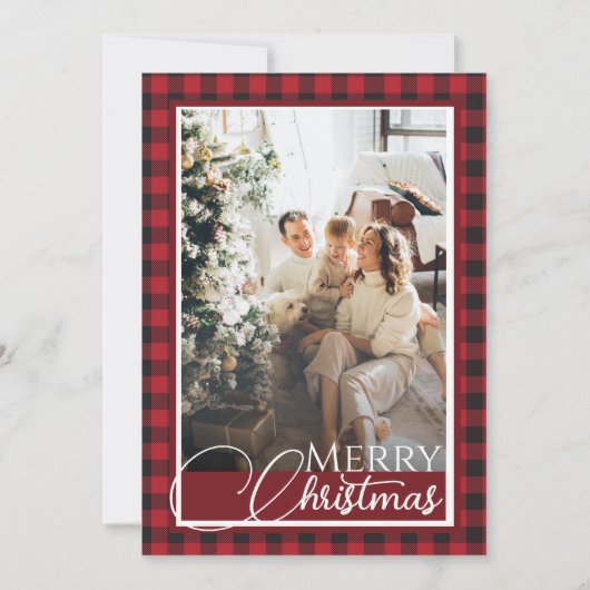 赤素朴と黒の写真クリスマス シーズンカード (正面)