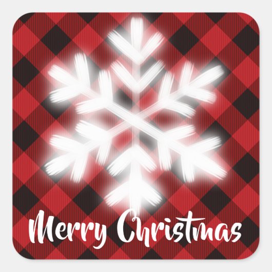 赤素朴と黒の格子柄 スクエアシール (正面)