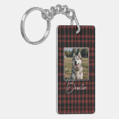 赤素朴と黒の格子模様の写真 キーホルダー (正面左)