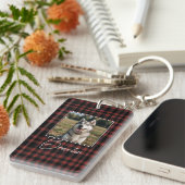 赤素朴と黒の格子模様の写真 キーホルダー (正面右)