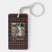 赤素朴と黒の格子模様の写真 キーホルダー (裏面)