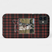 赤素朴と黒の格子模様の写真 Case-Mate iPhoneケース (裏面(横))