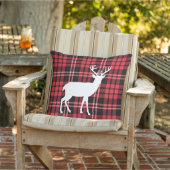 赤素朴と黒の格子毛の鹿のクリスマス アウトドアクッション (椅子)