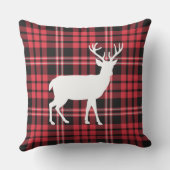 赤素朴と黒の格子毛の鹿のクリスマス アウトドアクッション (裏面)