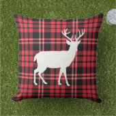 赤素朴と黒の格子毛の鹿のクリスマス アウトドアクッション (芝生)