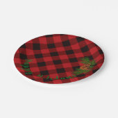 赤素朴と黒の格子縞 – 松の円錐 ペーパープレート (アングル)