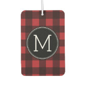 赤素朴と黒の水牛の格子模様モノグラム カーエアーフレッシュナー (正面)