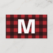 赤素朴と黒の水牛の格子模様モノグラム コーリングカード (正面)