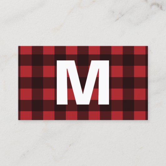 赤素朴と黒の水牛の格子模様モノグラム コーリングカード (正面)