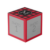 赤素朴と黒の水牛の格子模様モノグラム フォトキューブ (正面アングル)