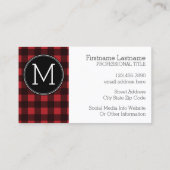 赤素朴と黒の水牛の格子模様モノグラム 名刺 (裏面)