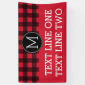 赤素朴と黒の水牛の格子模様モノグラム 横断幕 (縦)