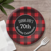 赤素朴と黒バッファロープレイド誕生日パーティー ペーパープレート