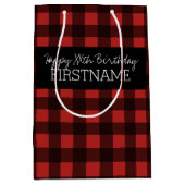 赤素朴と黒バッファロープレイド誕生日パーティー ミディアムペーパーバッグ (正面)