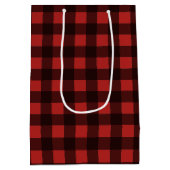 赤素朴と黒バッファロープレイド誕生日パーティー ミディアムペーパーバッグ (裏面)