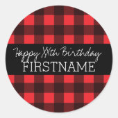赤素朴と黒バッファロープレイド誕生日パーティー ラウンドシール (正面)