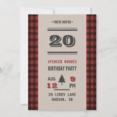 赤素朴と黒バッファロープレイド誕生日パーティー 招待状 (正面)