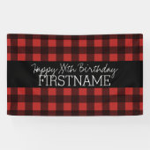 赤素朴と黒バッファロープレイド誕生日パーティー 横断幕 (横)