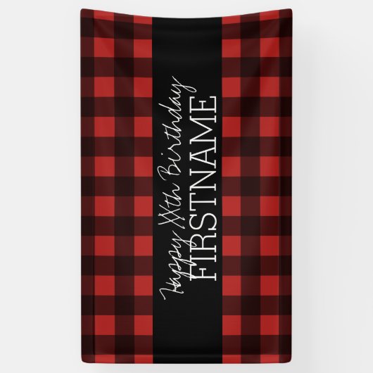 赤素朴と黒バッファロープレイド誕生日パーティー 横断幕 (縦)